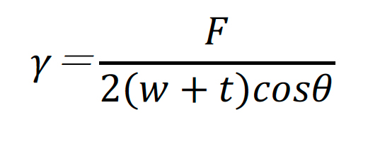 γ＝F/2(w+t)cosθ