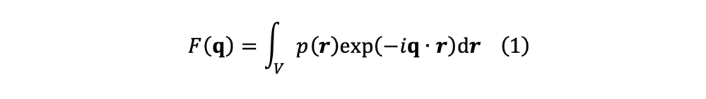 F(q)=∫_Vp(r)exp(-iq∙r)dr